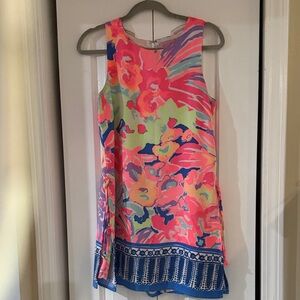 Lilly Pulitzer Neon Pink Multi Floral Sleeveless Romper